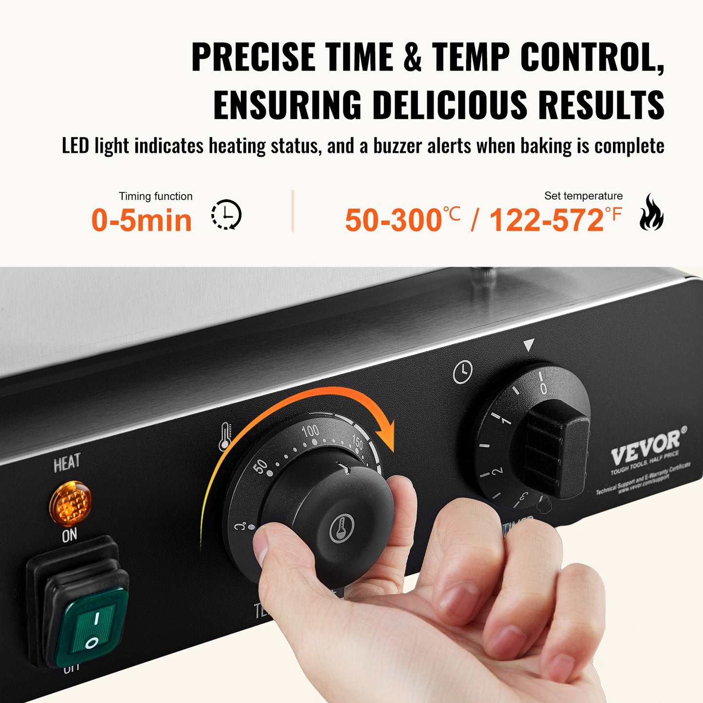 Elektrischer Donut-Maker, 2000 W, gewerbliche Donut-Maschine mit Antihaftbeschichtung, 9 Löcher, doppelseitige Heizfunktion, backt 9 Donuts, Temperatur 50–300 °C, für Gastronomie und Haushalt