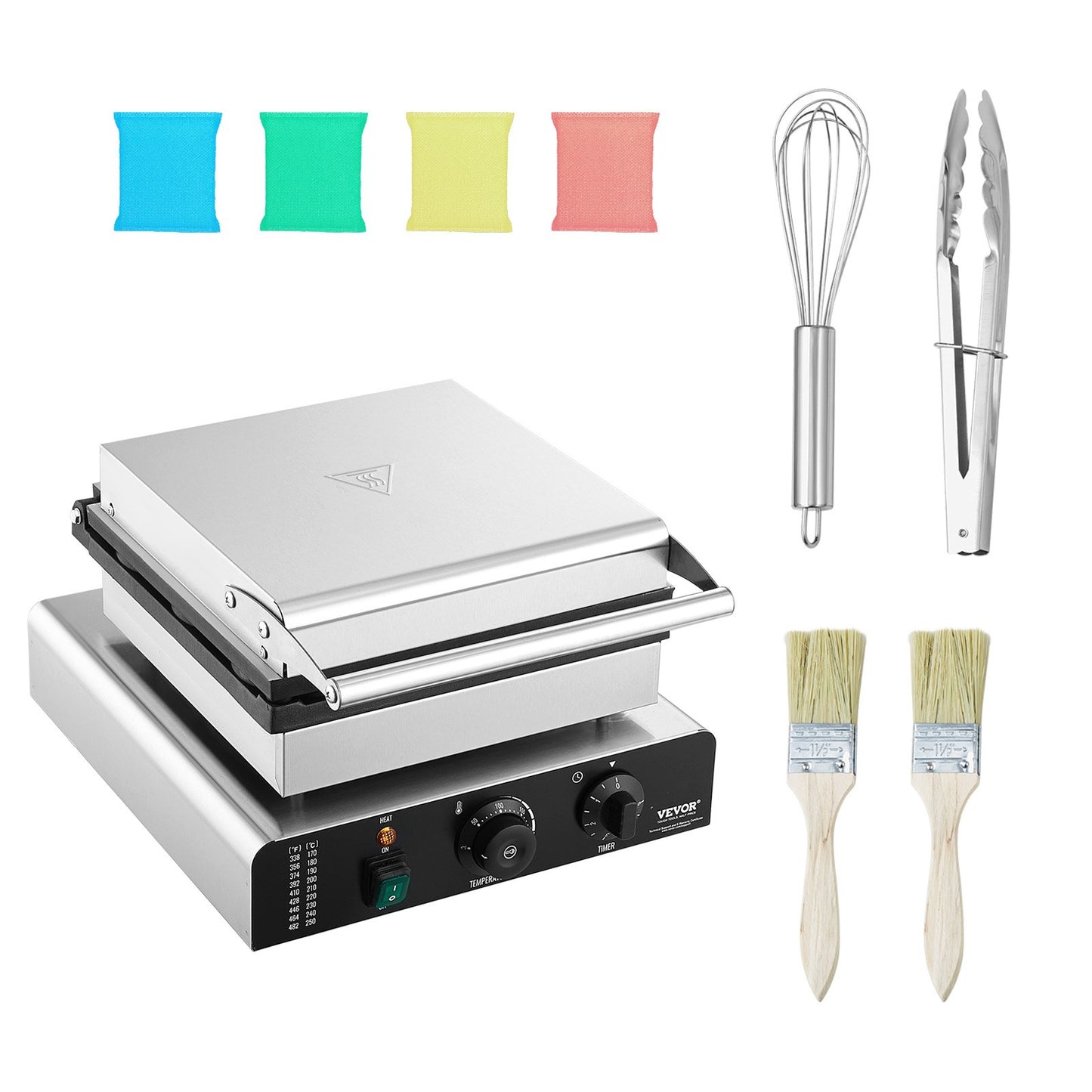 Elektrischer Donut-Maker, 2000 W, gewerbliche Donut-Maschine mit Antihaftbeschichtung, 9 Löcher, doppelseitige Heizfunktion, backt 9 Donuts, Temperatur 50–300 °C, für Gastronomie und Haushalt