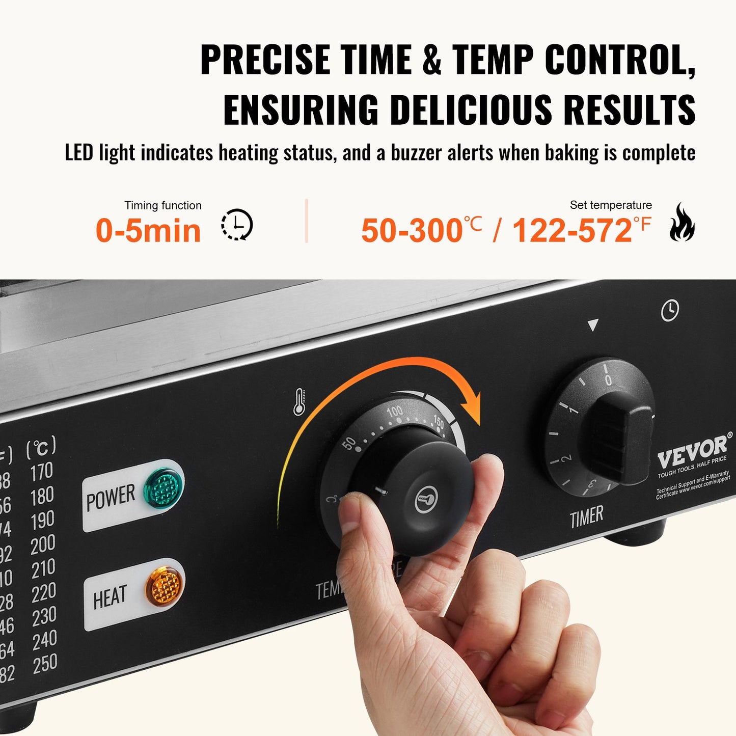 Elektrischer Donut-Maker, 1550 W, gewerbliche Donut-Maschine mit Antihaftbeschichtung, 6 Löcher, doppelseitige Heizfunktion, backt 6 Donuts, Temperatur 50–300 °C, für Gastronomie und Haushalt