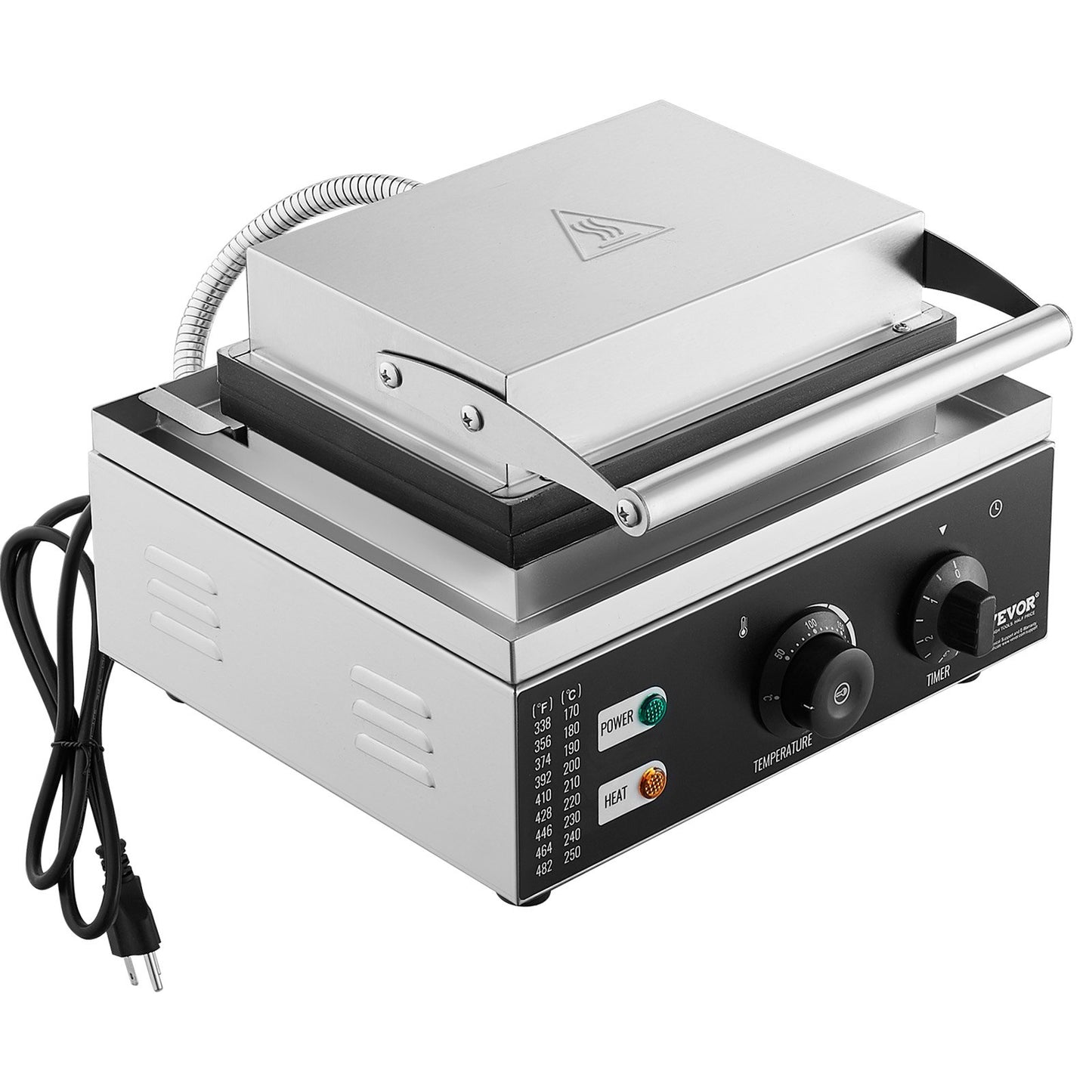 Elektrischer Donut-Maker, 1550 W, gewerbliche Donut-Maschine mit Antihaftbeschichtung, 6 Löcher, doppelseitige Heizfunktion, backt 6 Donuts, Temperatur 50–300 °C, für Gastronomie und Haushalt