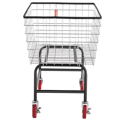 Wäschewagen aus Draht, 4,5 Bushel (ca. 180 Liter) Fassungsvermögen, Drahtkorb mit Rollen, 35 x 15,7 x 22 Zoll (ca. 89 x 40 x 56 cm), gewerblicher Wäschewagen aus Draht, Stahlrahmen mit Chromoberfläche, 5-Zoll-Rollen, Wäschewagen aus Draht für Wäschereien