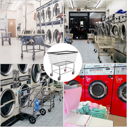 Wäschewagen aus Draht, 4,5 Bushel (ca. 180 Liter) Fassungsvermögen, Drahtkorb mit Rollen, 35 x 15,7 x 22 Zoll (ca. 89 x 40 x 56 cm), gewerblicher Wäschewagen aus Draht, Stahlrahmen mit Chromoberfläche, 5-Zoll-Rollen, Wäschewagen aus Draht für Wäschereien