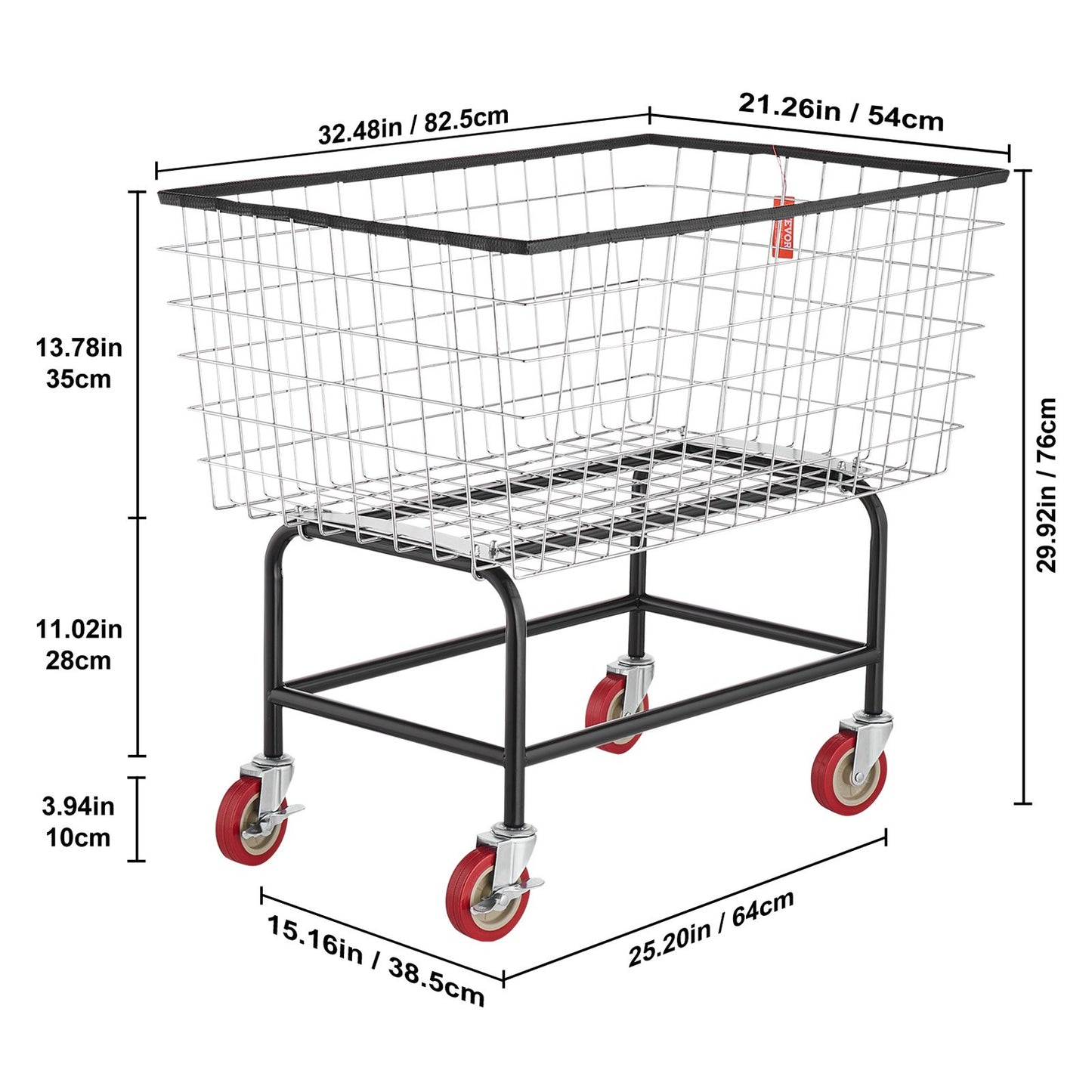 Wäschewagen aus Draht, 4,5 Bushel (ca. 180 Liter) Fassungsvermögen, Drahtkorb mit Rollen, 35 x 15,7 x 22 Zoll (ca. 89 x 40 x 56 cm), gewerblicher Wäschewagen aus Draht, Stahlrahmen mit Chromoberfläche, 5-Zoll-Rollen, Wäschewagen aus Draht für Wäschereien