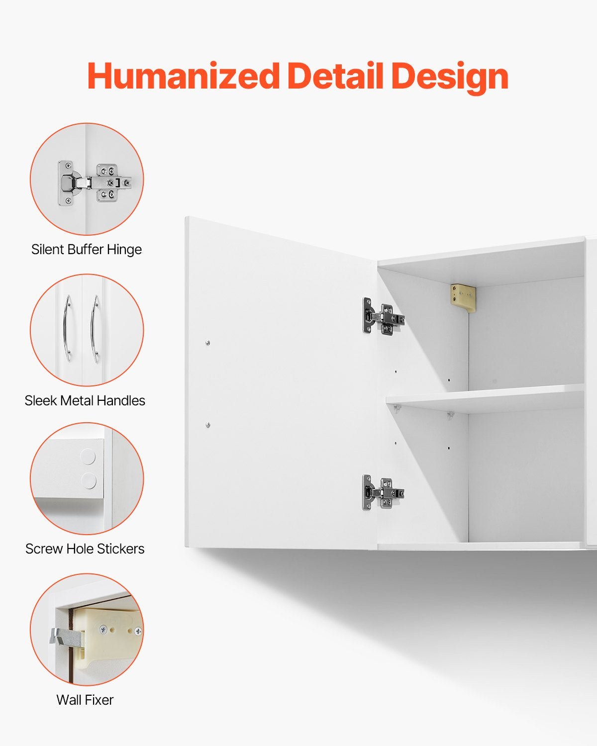 Laundry Room Wall Cabinet, 2-Tier Wall Mounted Hanging Cabinet with 3 Doors, Cupboard Organizer with Adjustable Shelf, for Kitchen, Garage, Laundry, 12.44 x 54 x 20.31 in (D x W x H), White