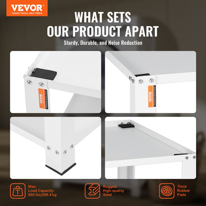 Waschmaschinen- und Trocknersockel mit Ablagefläche, 711 x 711 x 406 mm (L x B x H), universell passend für Waschmaschine und Trockner, Tragkraft bis 299 kg, robuste, multifunktionale Stahlbasis für Waschmaschinen