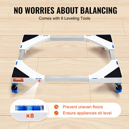 Mini Fridge Stand Universal Laundry Pedestal, Adjustable Refrigerator Stand with Smooth Casters, Washing Machine Pedestal Multi-Functional Base for Washer And Dryer, 381-615mm Wide Expandable