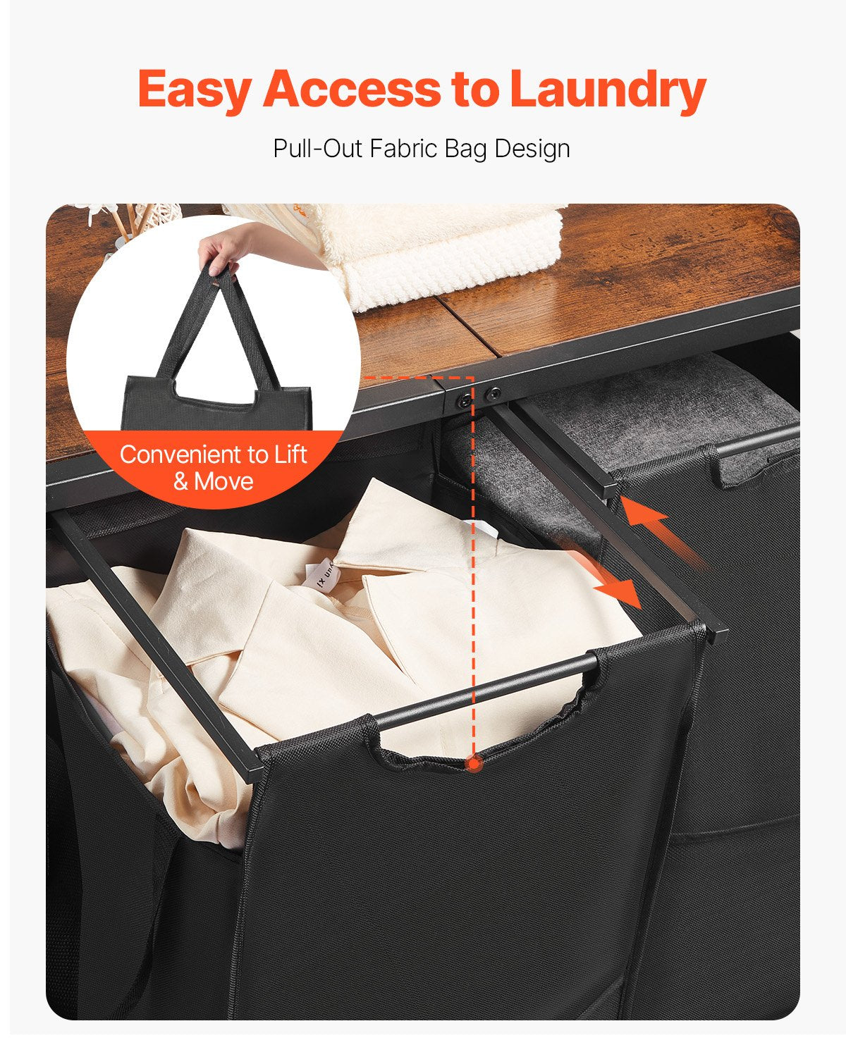 3 Tiers Laundry Sorter with Rack, Tall Laundry Hamper with Shelves and Drawers, 2 Section Freestanding Hanging Rack Storage with 600D Oxford Cloth Bags and Ladder Shelves for Dirty Clothes