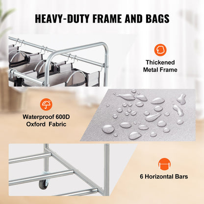 Laundry Sorter Cart 4 Section, Laundry Hamper with Heavy Duty Lockable Wheels and 4 Removable Bags, Rolling Laundry Basket Sorter for Clothes Storage