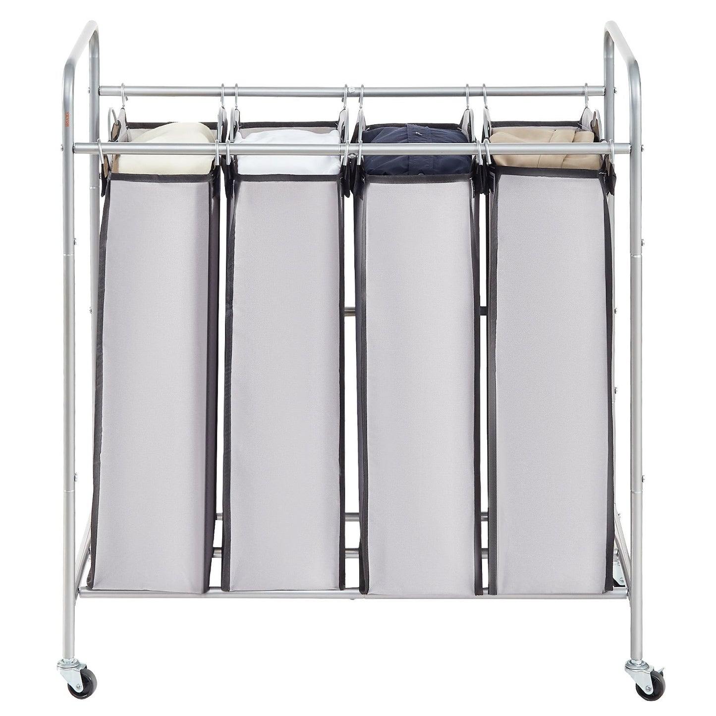 Laundry Sorter Cart 4 Section, Laundry Hamper with Heavy Duty Lockable Wheels and 4 Removable Bags, Rolling Laundry Basket Sorter for Clothes Storage