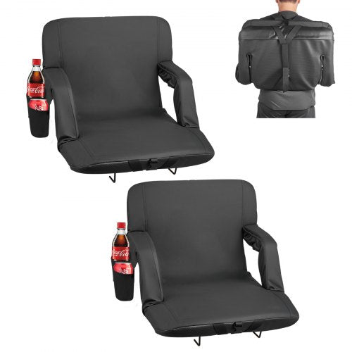 Stadium Seat, 6 Adjustable Angle Bleacher Chair, 69.85mm Cushion Stadium Seat with Back Support and Armrest, Wide Bleacher Chair with Hook Pocket Cupholder for Picnics, Beach Sports, and Gaming