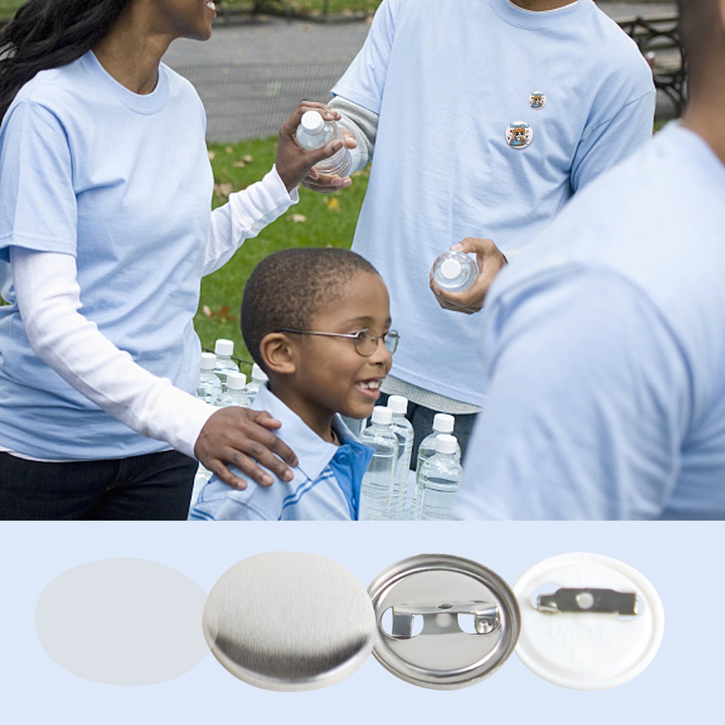 500 Sets 1 inch 25mm Pin Back Button Parts, DIY Round Button Badge Parts, Set Includes Metal Top, Plastic/Metal Button, Clear Film, and Blank Paper For Gifts Presents, Machine NOT Included