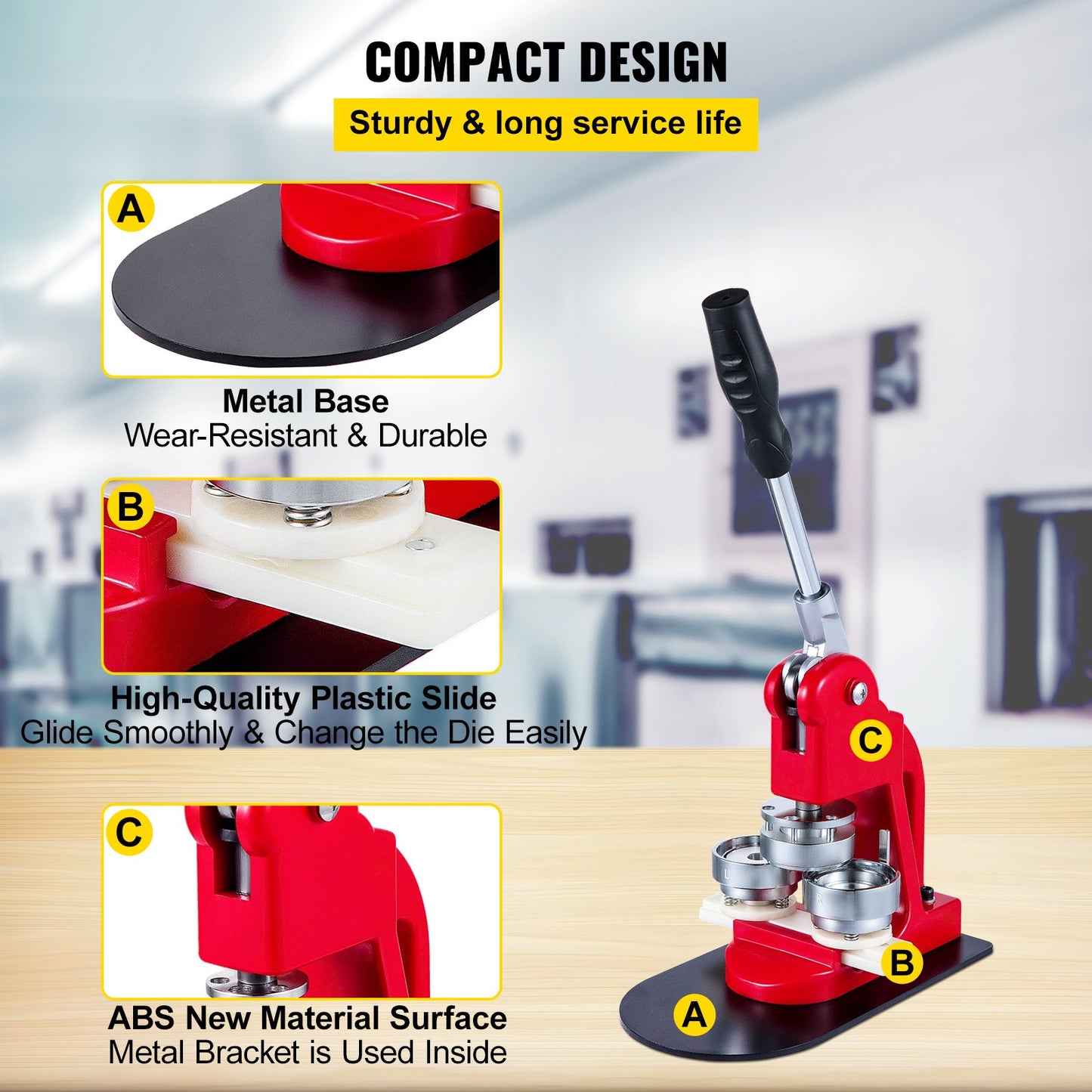 44mm Button Maker 1.73 Button and Badge Maker Machine Button Maker Press Punch Press Machine with 1000 Buttons(1000pcs)