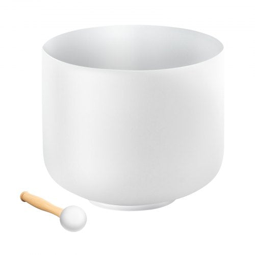 Crystal Singing Bowl, 8-inch F Note Heart Chakra Singing Bowl, Frosted Quartz Singing Bowl with Rubber Mallet and O-Ring, Perfect for Meditation, Yoga, Sound Baths, Sound Healing