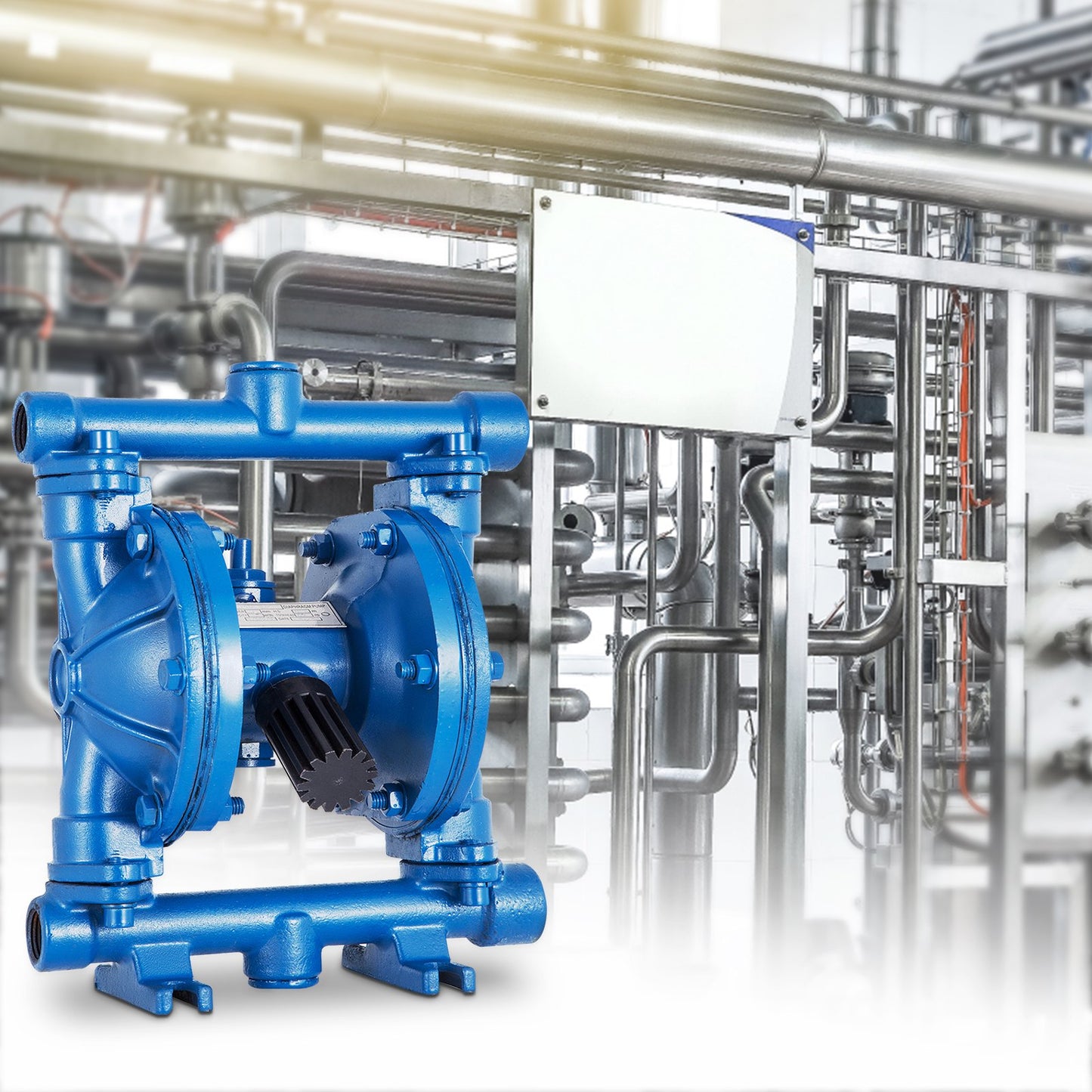 Air-Operated Double Diaphragm Pump, 1/2 in Inlet & Outlet, Cast Iron Body, 3 GPM & Max 90 PSI, Nitrile Diaphragm Pneumatic Transfer Pump for Petroleum, Diesel, Oil & Low Viscosity Fluids