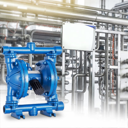 Air-Operated Double Diaphragm Pump, 1/2 in Inlet & Outlet, Cast Iron Body, 3 GPM & Max 90 PSI, Nitrile Diaphragm Pneumatic Transfer Pump for Petroleum, Diesel, Oil & Low Viscosity Fluids