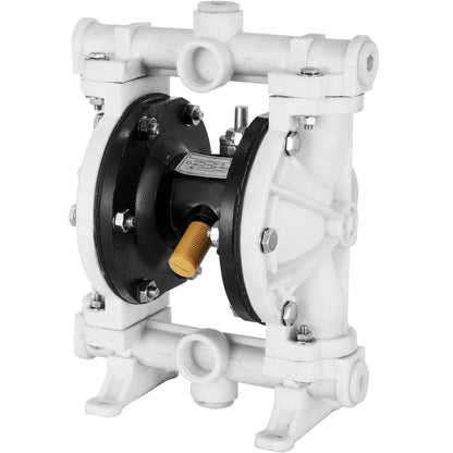 Air-Operated Double Diaphragm Pump, Inlet & Outlet, Polypropylene Body, 9.46 L/min, PTFE Diaphragm Pneumatic Transfer Pump for Petroleum, Diesel, Oil & Low Viscosity Fluids