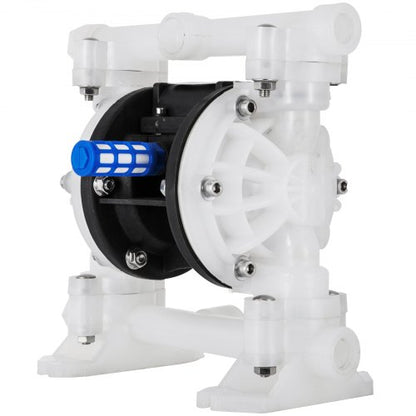 Doppelmembran-Luftpumpe, 7 GPM, 100 PSI, Polypropylen-Membran-Wasserpumpe mit 1,3 cm Ein- und Auslassöffnungen, max. Förderhöhe 6900,7 cm, luftbetriebene Membranpumpe mit abgedichtetem Kugelventil