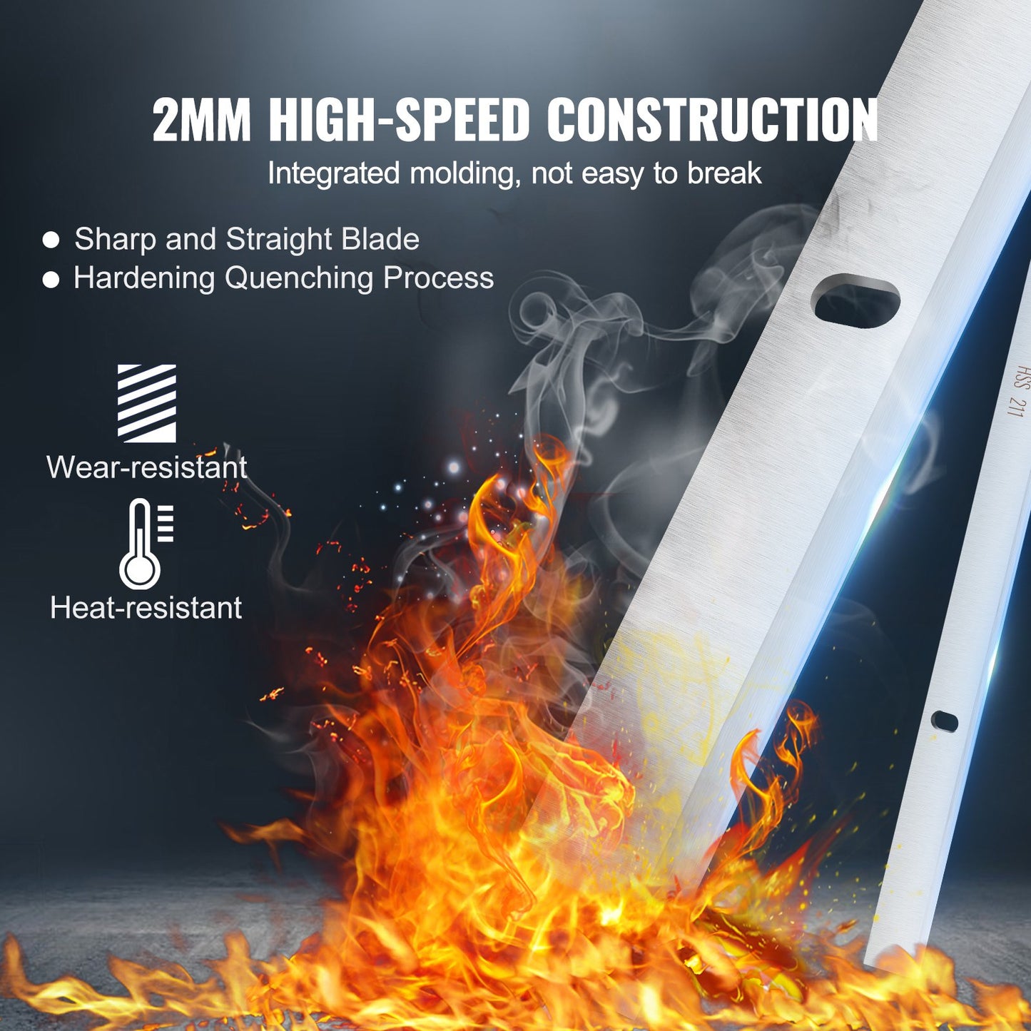 Hobelmesser, 33 cm dick, 2 mm verstärkt, aus HSS-Stahl (HRC 55-60), praktische Befestigungslöcher für Schreinerarbeiten, Heimwerkerprojekte und Industrie, 3er-Set