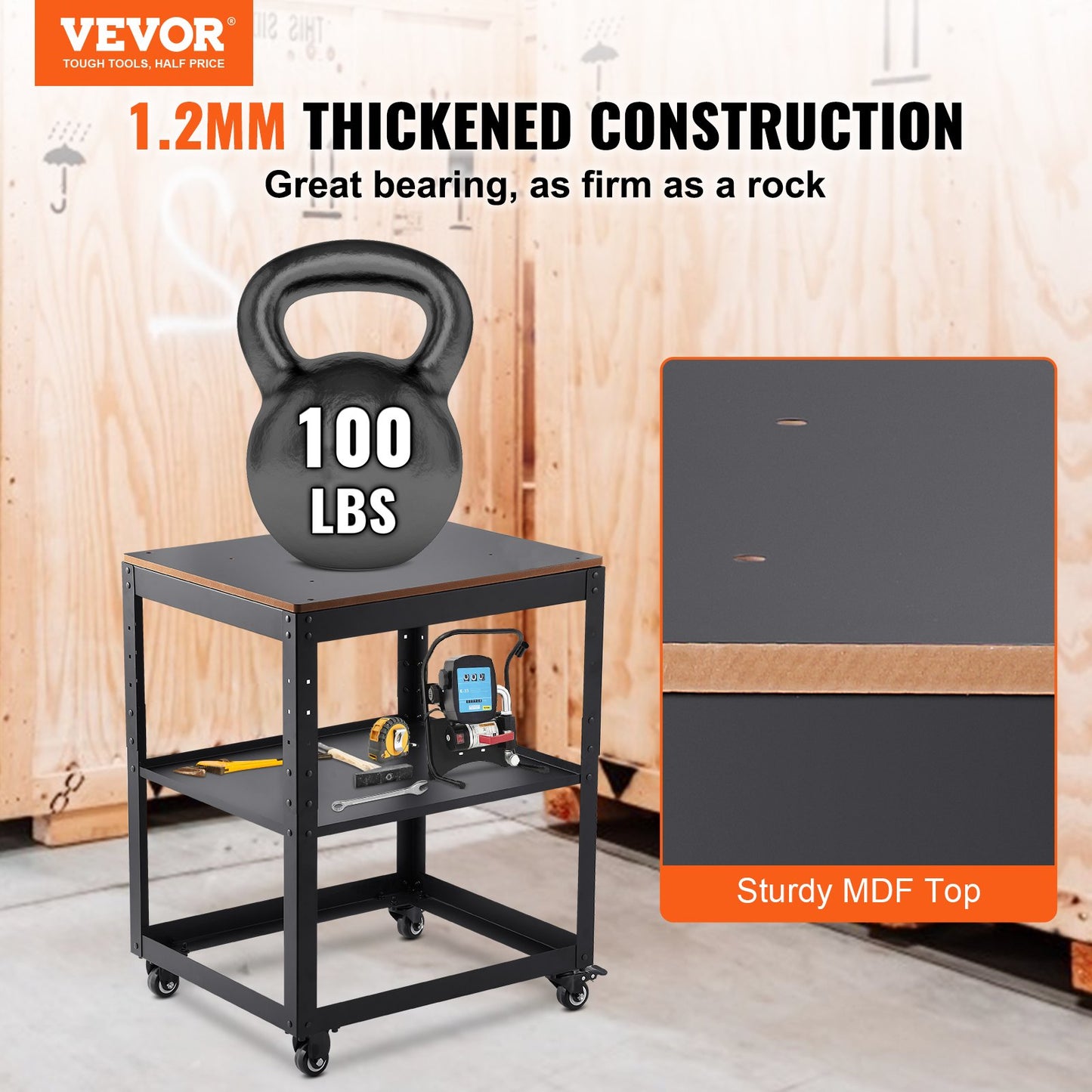 Planer Stand, 100 lbs/ 45 kg heavy loads, Three-Gear Height Adjustable thickness planer table,with 4 Stable Casters & Storage Space, for most planers, saws, bench-top machines, power tools