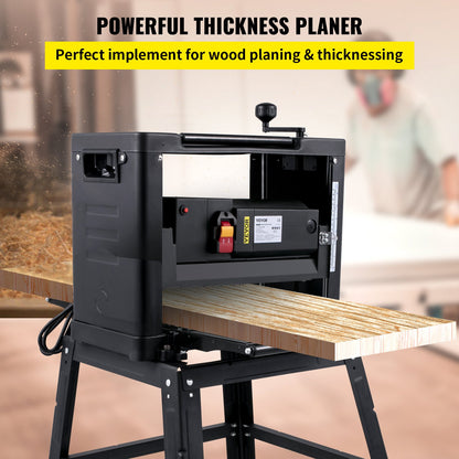 Thickness Planer 330 mm(13-Inch) Benchtop Planer 2000W Wood Planer 8000 rpm Woodworking Planer 10 AMP Wood Planer Foldable 6m/min Planing Speed with Iron Stand Dust Exhaust for Woodworking Wooden Plank