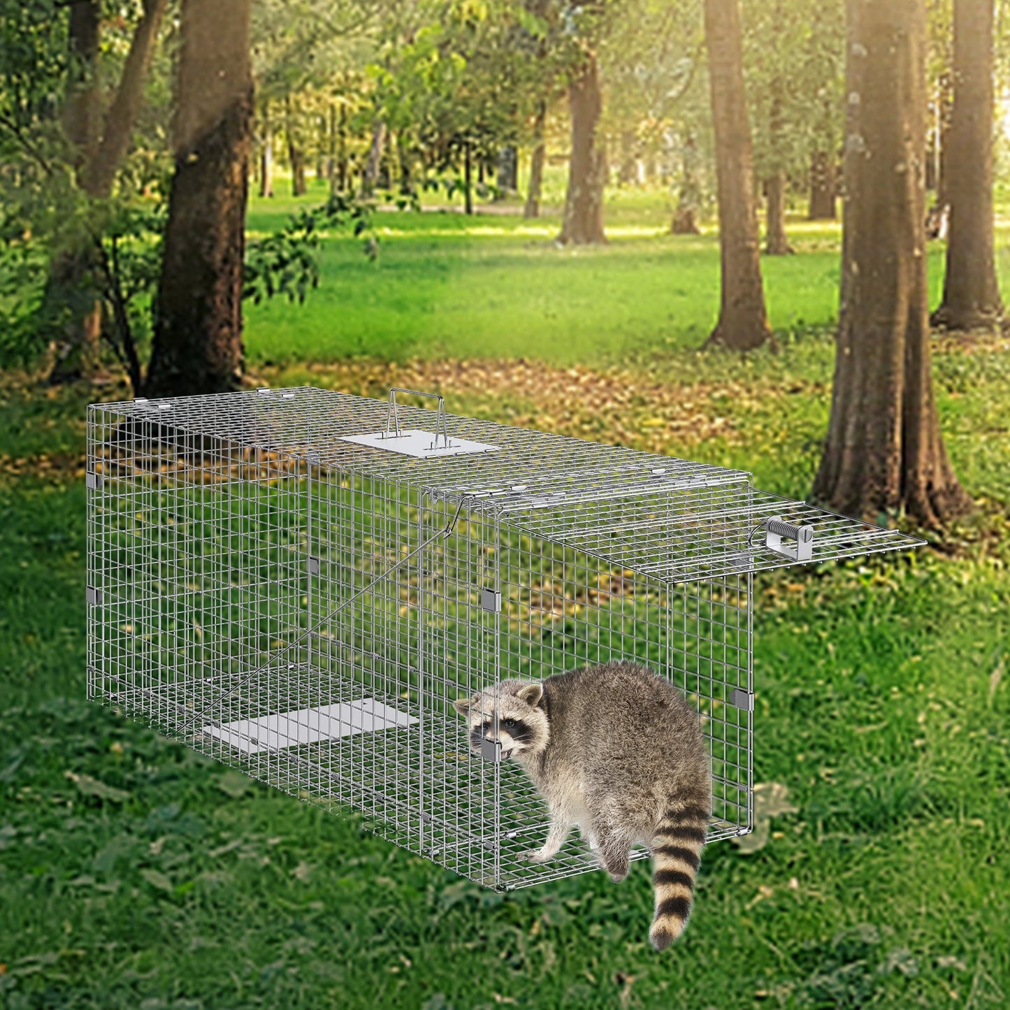 Live Animal Cage Trap 106.7 x 40.6 x 45.7 cm Humane Cat Trap Cats Squirrels Mouse
