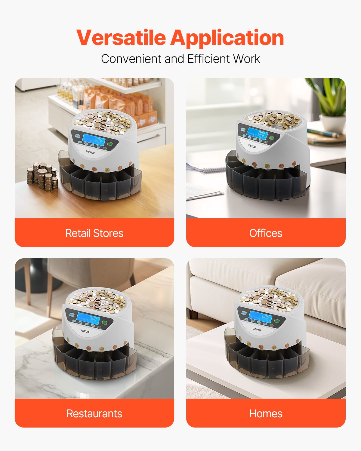 EURO Coin Sorter, Coin Counter Machine for 8 Kinds of Euro Coins, Coin Sorter and Wrapper Machine Holds up to 850 Coins, Large LCD Display Coin Storage Included 5 Coin Tubes and Boxes