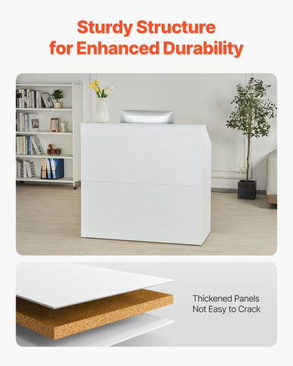 Rechteckiger Empfangstresen, 118 x 50 x 112 cm (46,46 x 19,69 x 43,90 Zoll), geeignet für Büros, Einzelhandel und Kassenbereiche, Lobbys, Schönheitssalons und Büros, weiß