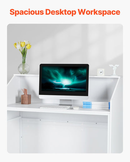 Rechteckiger Empfangstresen, 118 x 50 x 112 cm (46,46 x 19,69 x 43,90 Zoll), geeignet für Büros, Einzelhandel und Kassenbereiche, Lobbys, Schönheitssalons und Büros, weiß