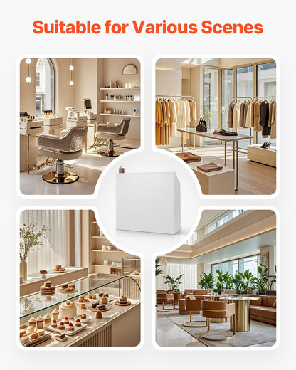 Rechteckiger Empfangstresen, 118 x 50 x 112 cm (46,46 x 19,69 x 43,90 Zoll), geeignet für Büros, Einzelhandel und Kassenbereiche, Lobbys, Schönheitssalons und Büros, weiß