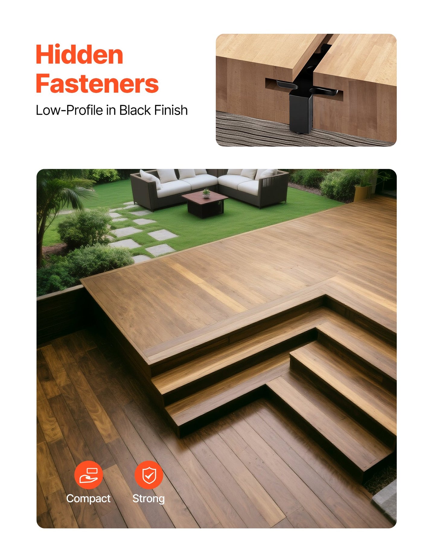 250PCS Hidden Deck Fasteners for Composite Decking Board, Universal Composite T Clips & Plastic Hidden Fasteners with Metal Screws,Polypropylene PP Clips Works with 6.5 mm Gaps, Black