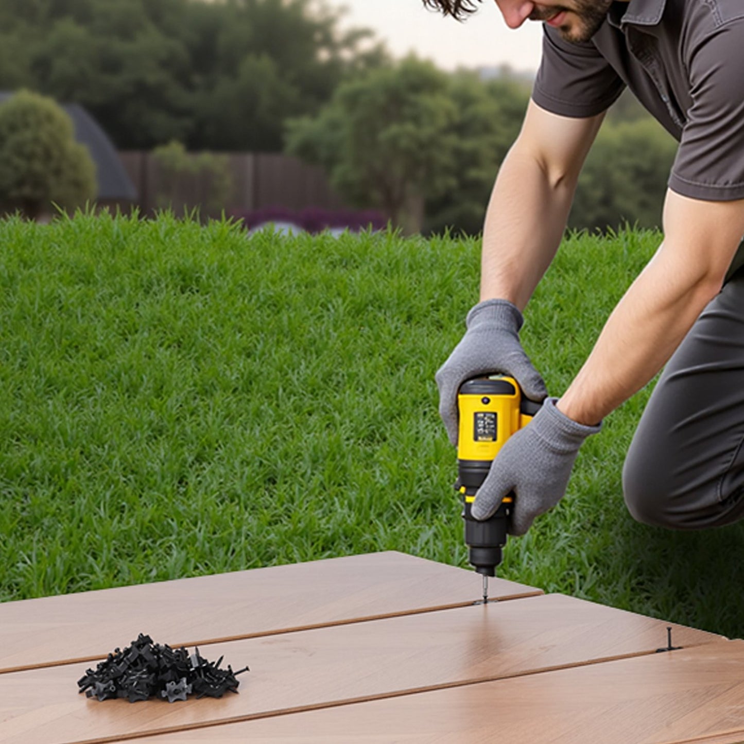 250PCS Hidden Deck Fasteners for Composite Decking Board, Universal Composite T Clips & Plastic Hidden Fasteners with Metal Screws,Polypropylene PP Clips Works with 6.5 mm Gaps, Black