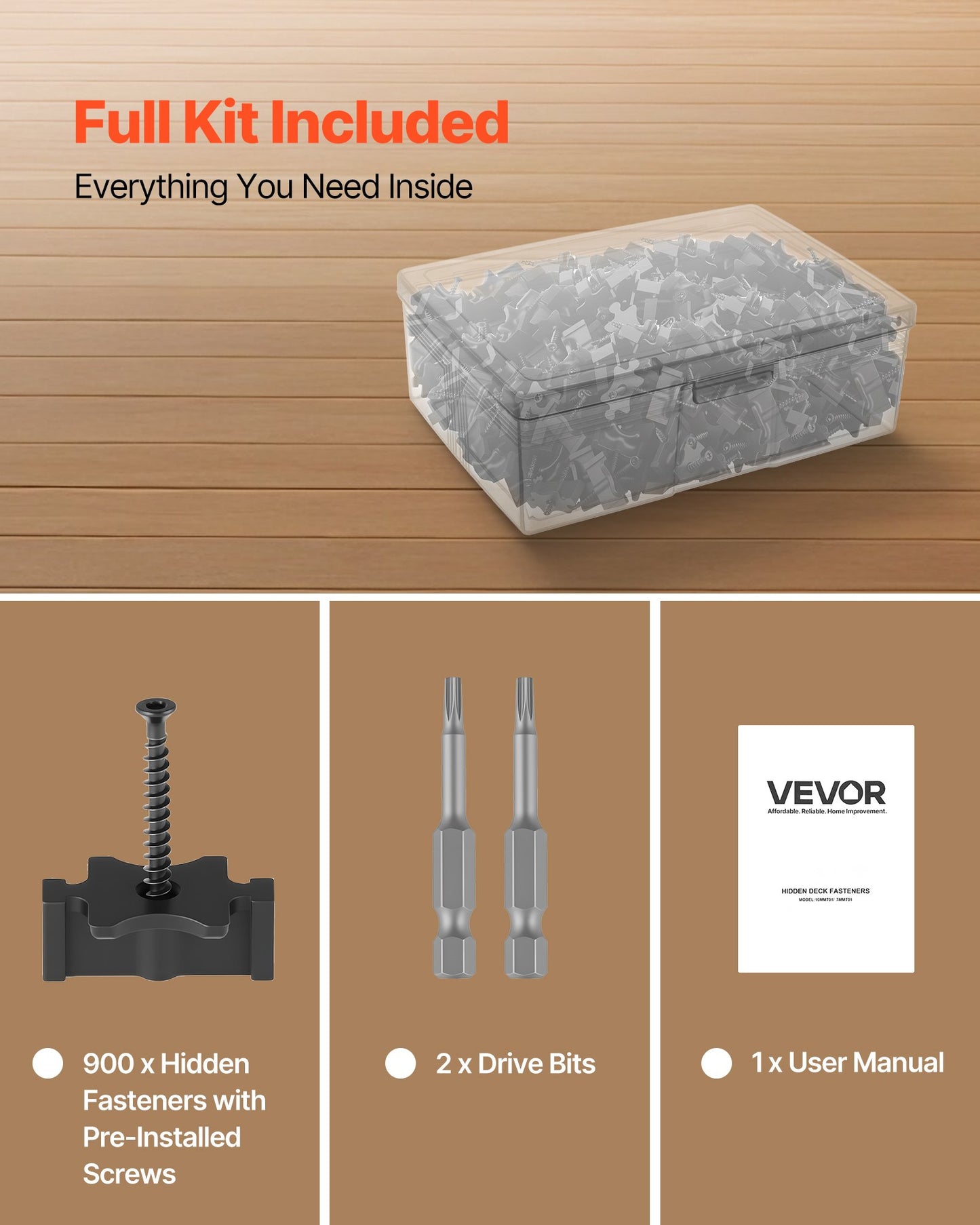 900PCS Hidden Deck Fasteners for Composite Decking Board, Universal Composite T Clips & Plastic Hidden Fasteners with Metal Screws,Polypropylene PP Clips Works with 6.5 mm Gaps, Black