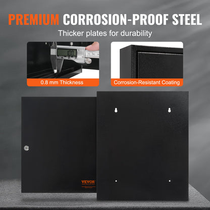 Schlüsselschrank für 100 Schlüssel, Schlüsseltresor mit verstellbaren Halterungen, Sicherheits-Schlüsselaufbewahrungsbox aus Stahl, Schlüsselorganizer mit 100 farbigen Schlüsselanhängern und 2 Karteikarten für Schule, Büro und Hotel