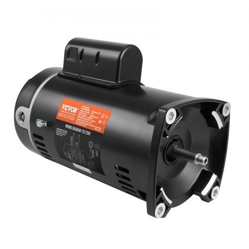 1,5 PS Poolpumpenmotor, Baugröße 56Y, 115 V (12,8 A) / 230 V (6,4 A), 3450 U/min, 60 Hz, Betriebsfaktor 1,1, 90 µF/250 V Kondensator, gegen den Uhrzeigersinn drehend, Vierkantflansch-Ersatzmotor