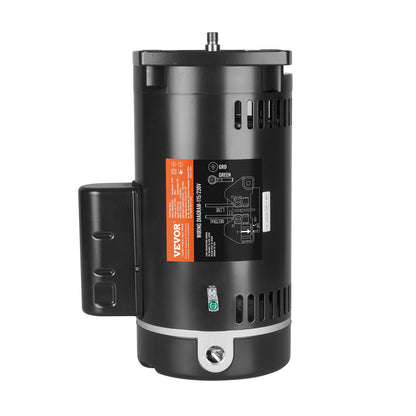 1,5 PS Poolpumpenmotor, Baugröße 56Y, 115 V (12,8 A) / 230 V (6,4 A), 3450 U/min, 60 Hz, Betriebsfaktor 1,1, 90 µF/250 V Kondensator, gegen den Uhrzeigersinn drehend, Vierkantflansch-Ersatzmotor