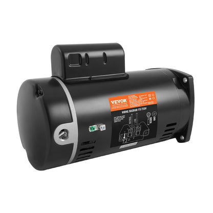 1 HP Pool Pump Motor, 56Y Frame, 115V(9 Amps)/230V(4.5 Amps) 3450RPM, 60Hz, 1.25 Service Factor, 90μF/250V Capacitor, CCW Rotation Square Flange Replacement Motor