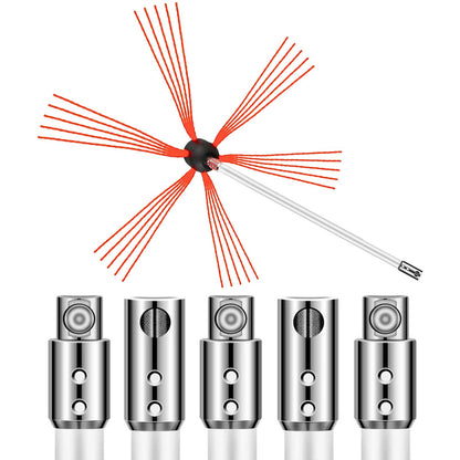 Flexible Schornsteinreinigungsstangen, 6 m Schornsteinreinigungsset, Schornsteinreinigungsset mit flexiblem Bürstenkopf und 6 weißen Stangen zum einfachen Verbinden der Schornsteinbürste