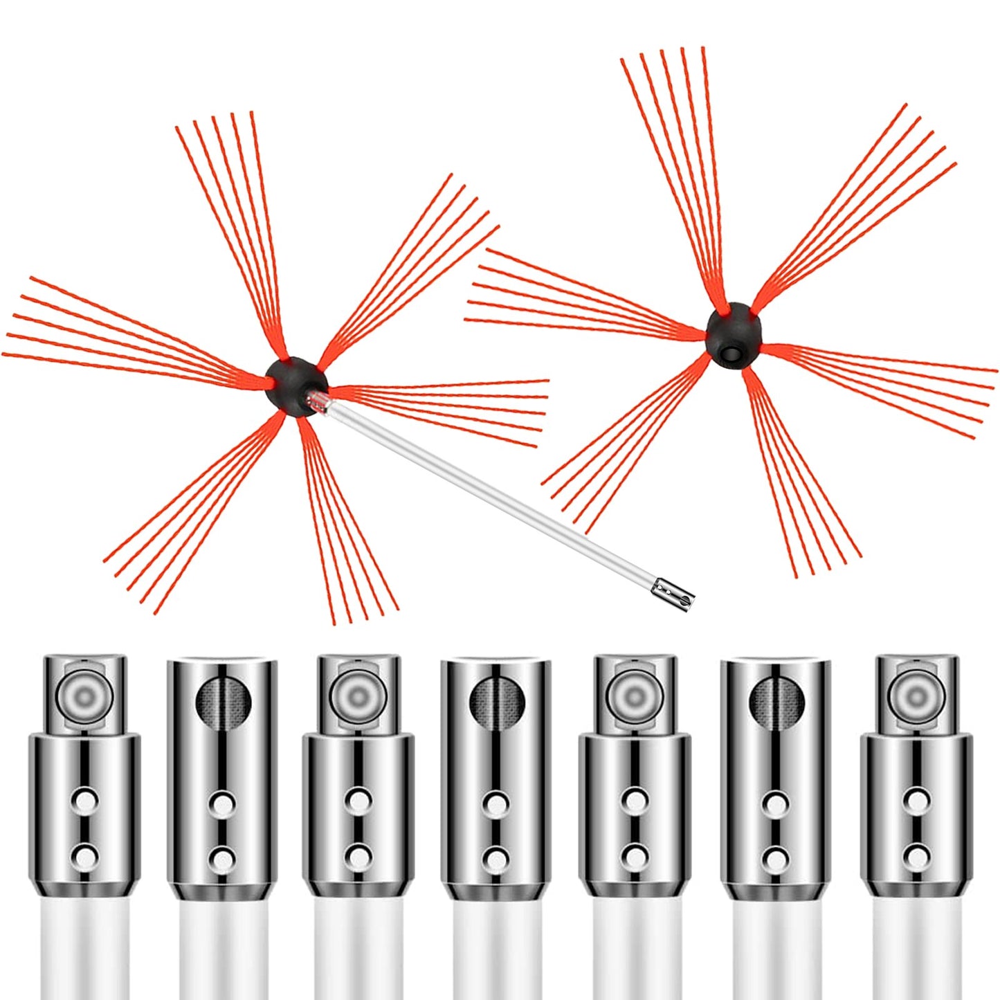 Schornsteinfeger-Set, Schornsteinreinigungsset 792,5 cm, Rußtau-Schornsteinreinigungsset