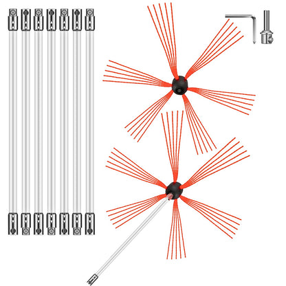 Schornsteinfeger-Set, Schornsteinreinigungsset 792,5 cm, Rußtau-Schornsteinreinigungsset