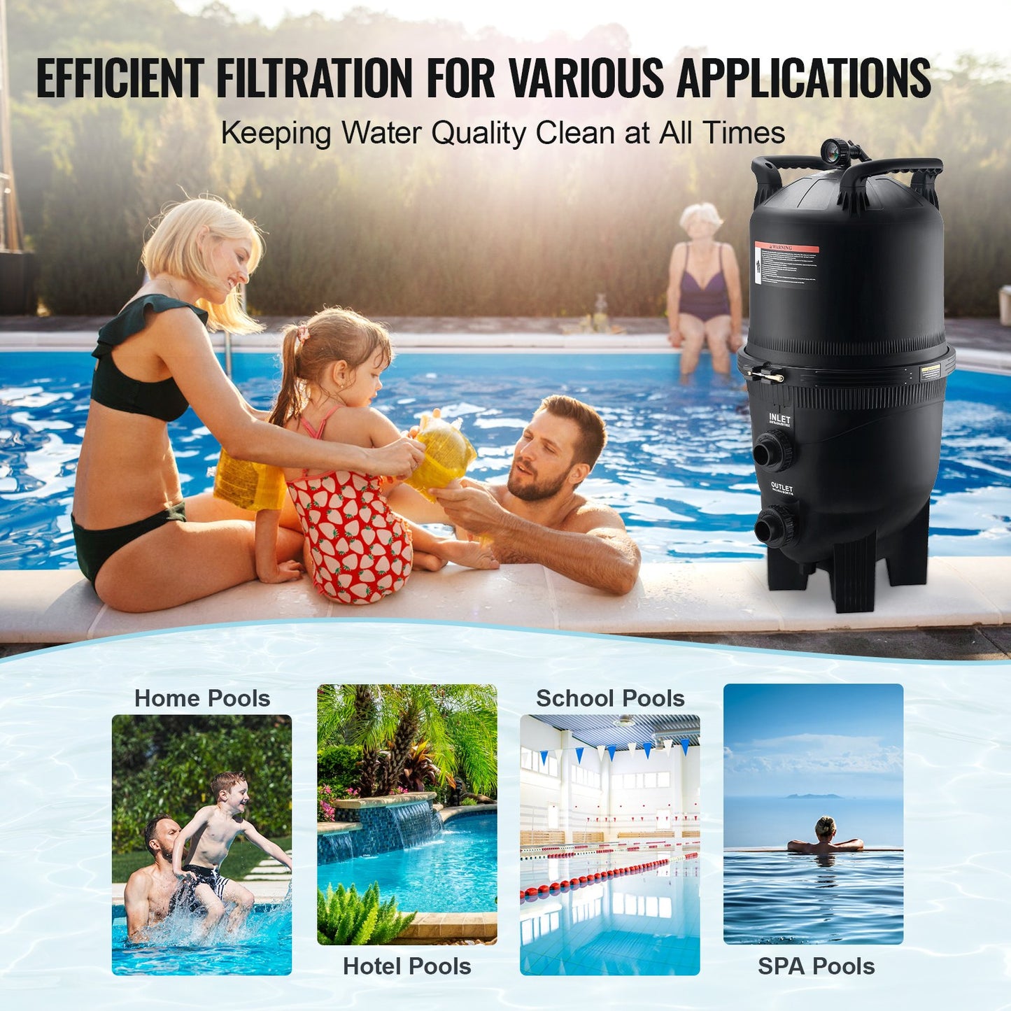 Cartridge Pool Filter, 30 Sq.m Filter Area Inground Pool Filter, Above Ground Swimming Pool Filtration Filter System with Upgrade Filter &Leak-proof, for Hot Tubs, Spa, Inflatable Pool