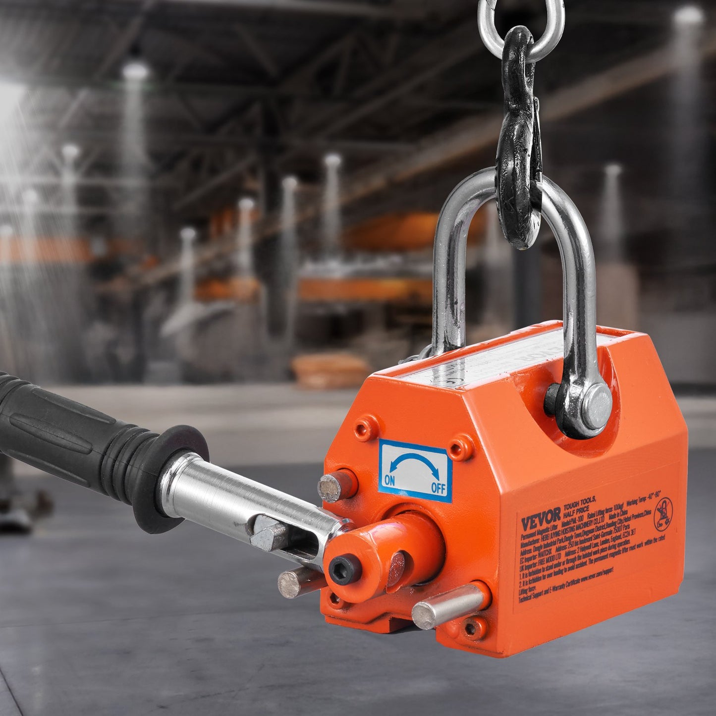 Magnetic Lifter, 220 lbs/100 kg Pulling Capacity, 2.5 Safety Factor, Neodymium & Steel, Lifting Magnet with Release, Permanent Lift Magnets, Heavy Duty Magnet for Hoist, Shop Crane, Block, Board