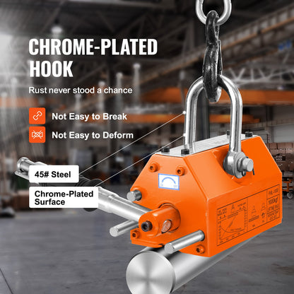 Magnetic Lifter, 2200lbs/1000kg Pulling Capacity, 2.5 Safety Factor, Neodymium & Steel, Lifting Magnet with Release, Permanent Lift Magnets, Heavy Duty Magnet for Hoist, Shop Crane, Block, Board