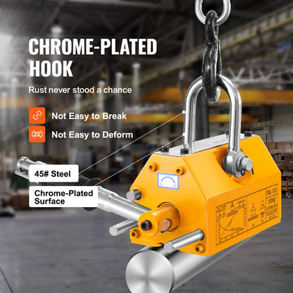 Magnetic Lifter, 3300lbs/1500kg Pulling Capacity, 2.5 Safety Factor, Neodymium & Steel, Lifting Magnet with Release, Permanent Lift Magnets, Heavy Duty Magnet for Hoist, Shop Crane, Block, Board