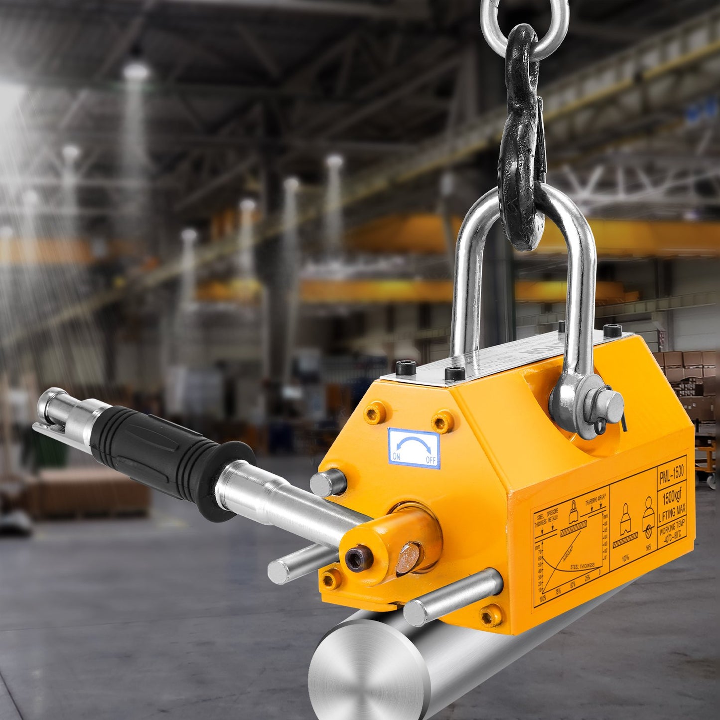 Magnetic Lifter, 3300lbs/1500kg Pulling Capacity, 2.5 Safety Factor, Neodymium & Steel, Lifting Magnet with Release, Permanent Lift Magnets, Heavy Duty Magnet for Hoist, Shop Crane, Block, Board