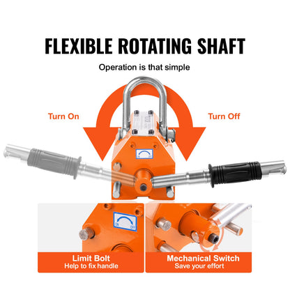 Magnetic Lifter, 4400lbs/2000kg Pulling Capacity, 2.5 Safety Factor, Neodymium & Steel, Lifting Magnet with Release, Permanent Lift Magnets, Heavy Duty Magnet for Hoist, Shop Crane, Block, Board