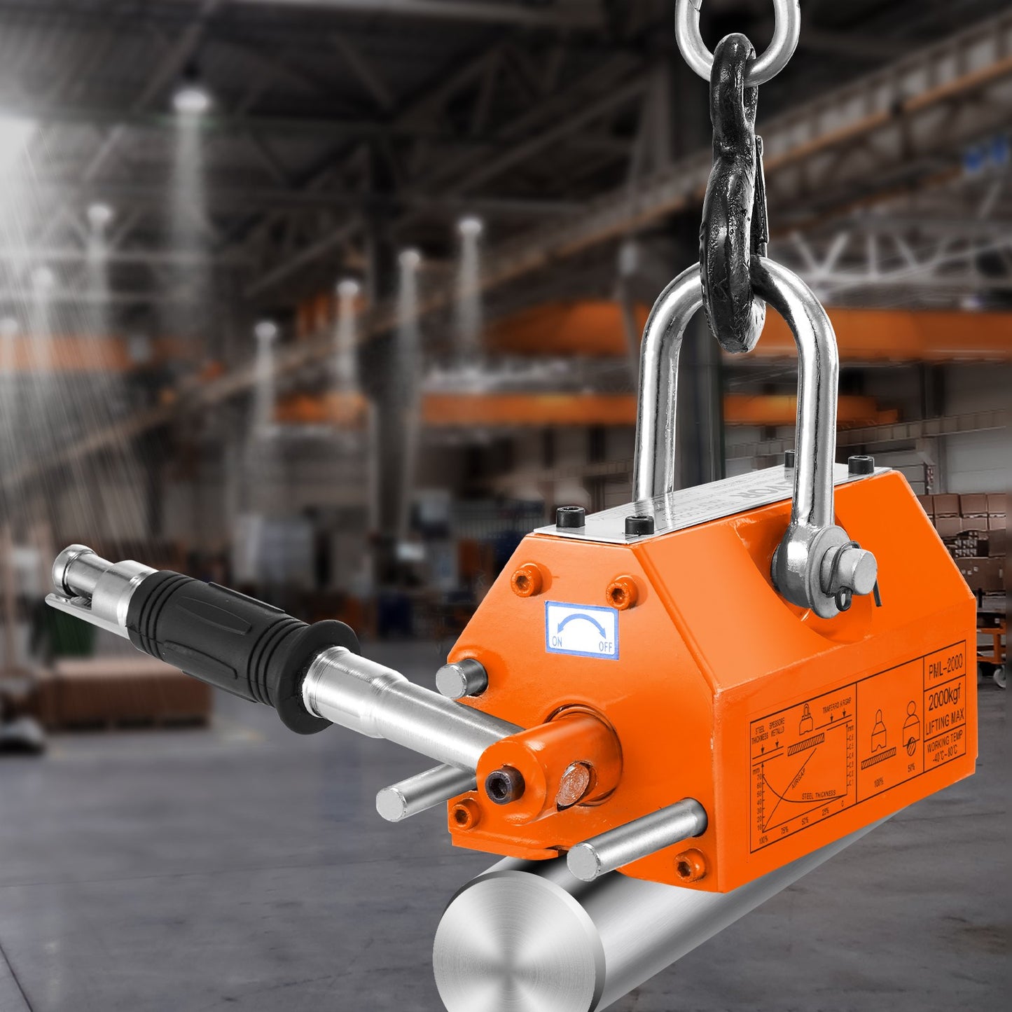 Magnetic Lifter, 4400lbs/2000kg Pulling Capacity, 2.5 Safety Factor, Neodymium & Steel, Lifting Magnet with Release, Permanent Lift Magnets, Heavy Duty Magnet for Hoist, Shop Crane, Block, Board