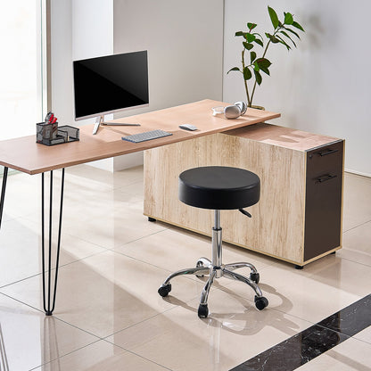 Rolling Stool with Wheels, 450 LBS Weight Capacity Round Rolling Stool Chair, Height Adjustable Thickened PU Leather Swivel Stool for Salon, Spa, Massage, Tattoo, Clinic, Black