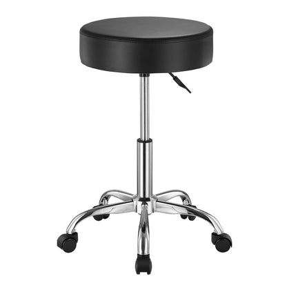Rolling Stool with Wheels, 450 LBS Weight Capacity Round Rolling Stool Chair, Height Adjustable Thickened PU Leather Swivel Stool for Salon, Spa, Massage, Tattoo, Clinic, Black