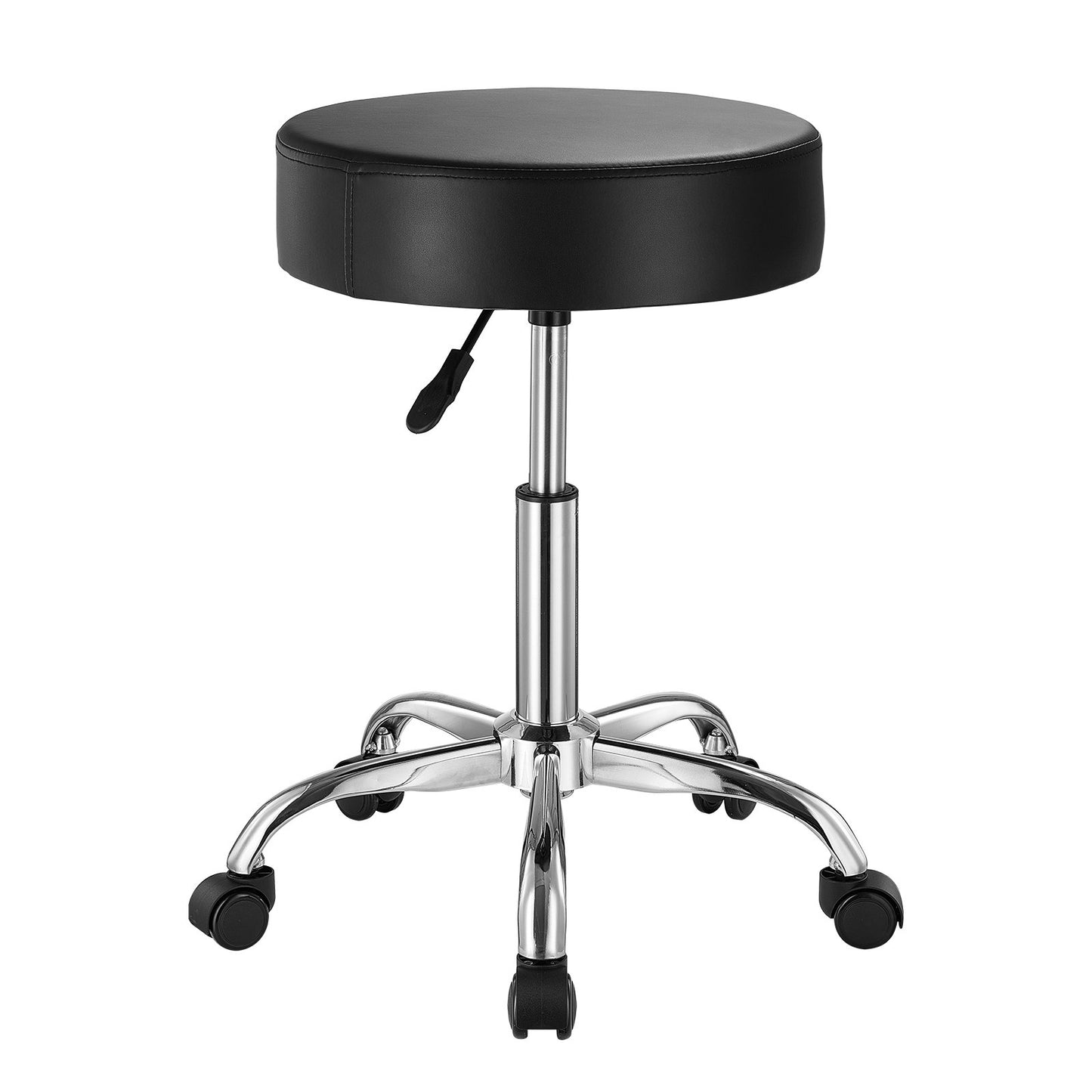 Rolling Stool with Wheels, 450 LBS Weight Capacity Round Rolling Stool Chair, Height Adjustable Thickened PU Leather Swivel Stool for Salon, Spa, Massage, Tattoo, Clinic, Black