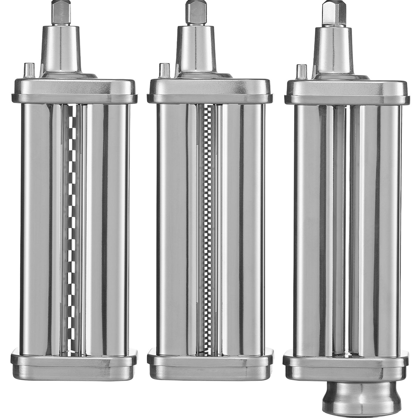 Nudelaufsatz für KitchenAid Küchenmaschine, Edelstahl-Nudelwalzen-Set inklusive Nudelplattenwalze, Spaghetti- und Fettuccine-Schneider, Nudelmaschine mit 8 einstellbaren Dickenstufen, 3-teilig
